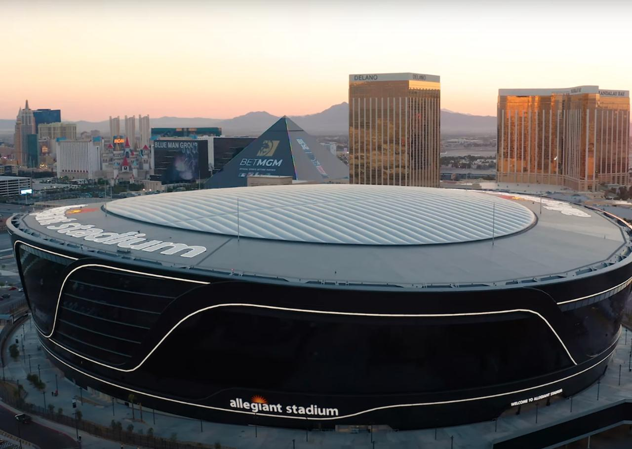Experience the energy of a live NFL game at Allegiant Stadium where modern design meets the legacy of the Las Vegas Raiders just moments from the iconic Strip.